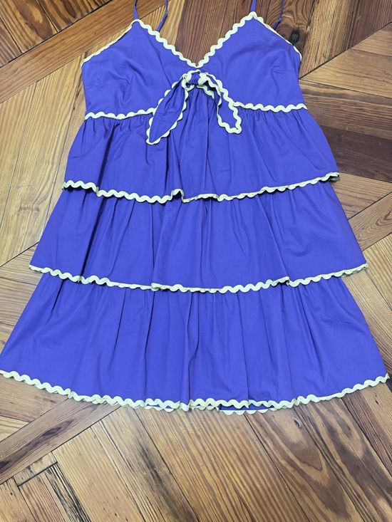 Peach Love California Dresses & Skirts - Women’s Tiered Purple Dress with Yellow Trim- Game Day!